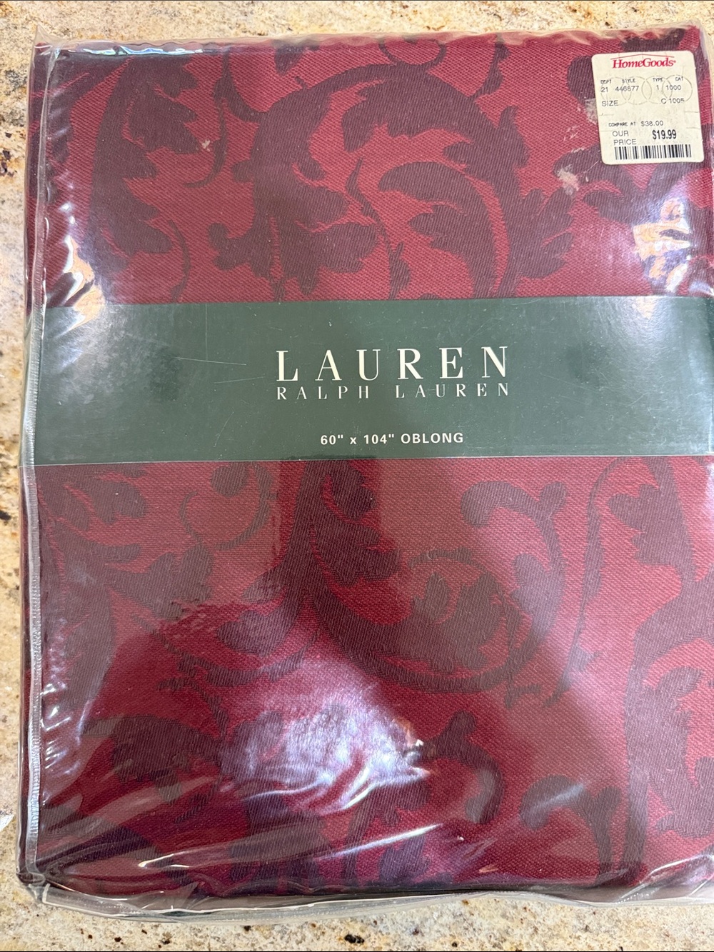 Lauren Ralph Lauren Red Burgundy Jacquard Table Runner 60 x 104